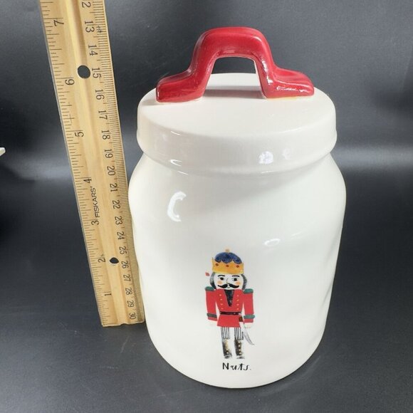 Rae Dunn Artisan Collection Nuts Christmas Canister Jar Container Ceramic W Lid - Picture 2 of 13